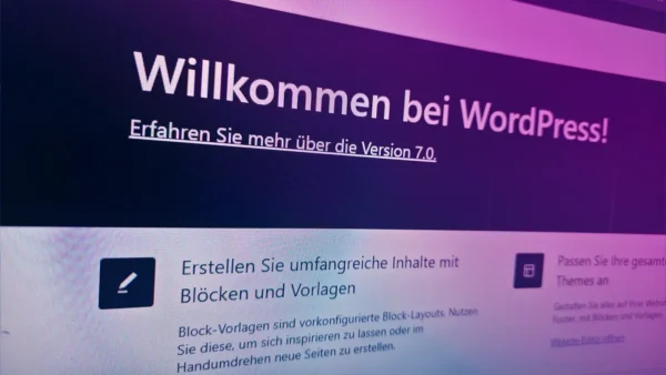 Willkommens-Bildschirm von WordPress 7.0 beim ersten Login nach dem Update auf die neue Version